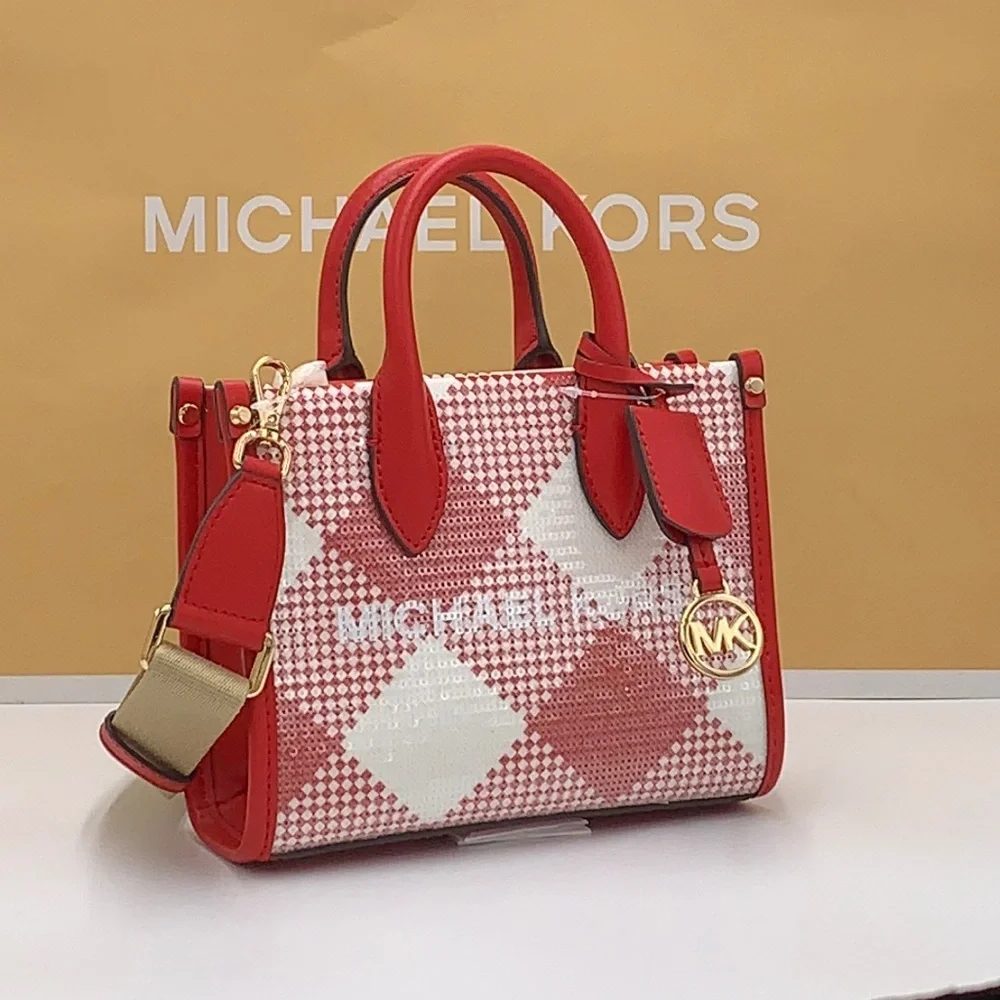 Michael Kors Mirella Extra-Small Logo Crossbody XBODY Shopper Bag Bright Red NWT